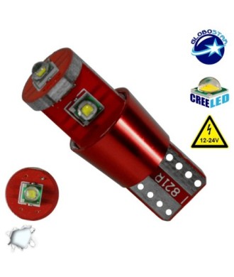 GloboStar® T10 W5W 04477 Λαμπτήρας LED T10 Can Bus με 3 CREE LED 12v 6000k
